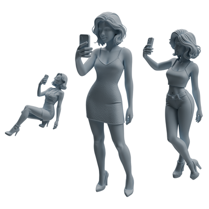 MRY-SFW LYTR943 Short Hair Selfie Woman Character Modern Model 3 pcs