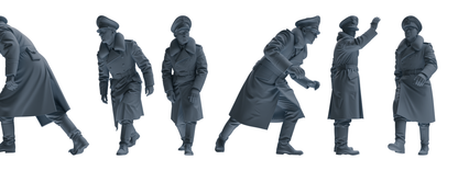 MRY-SFW LYGR713 WWII German Army Officer War Scene Six-Person Advancing Group