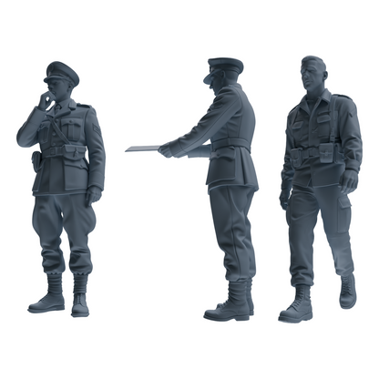 MRY-SFW SSTR180 Miniatures Soldier Model Kit Officer Pose Modern Model 3 pcs