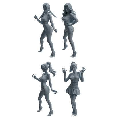 MRY-SFW LYTR929 Nightclub Dancer Woman Character Modern Model 4 pcs