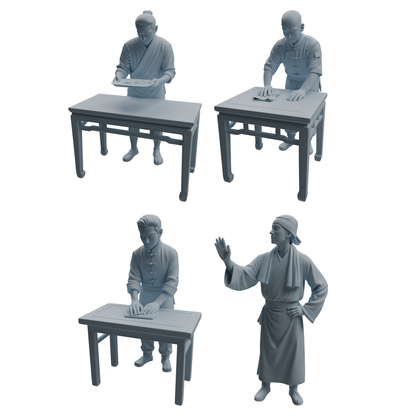 MRY-SFW LYTR986 Chinese Teahouse Service Attendant Character Modern Model 4 pcs