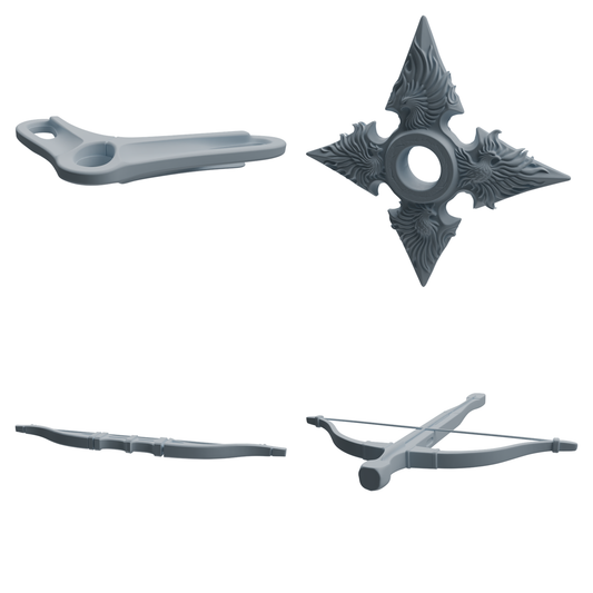 MRY-SFW LYGS440 Phoenix Pattern Shuriken and Crossbow Weapon Modern Model 4 pcs