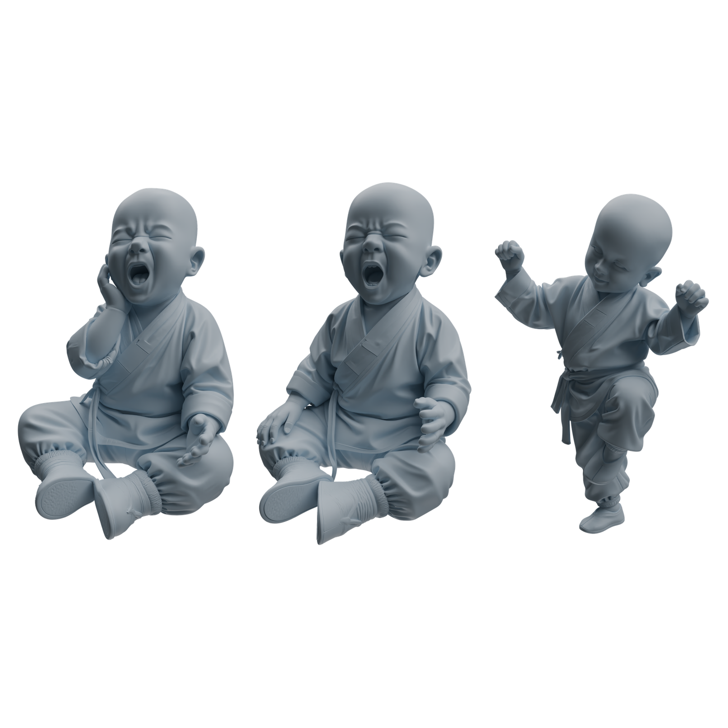 MRY-SFW LYTR1071 Little Monk with Expressions and Actions Character Modern Model 3 pcs