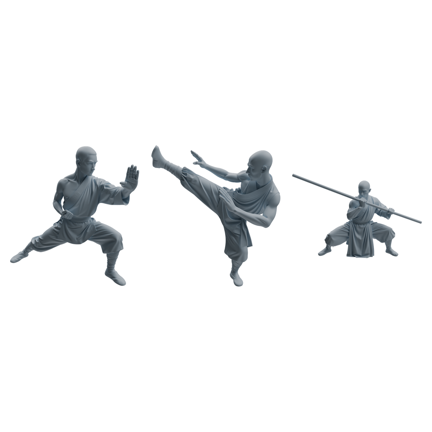 MRY-SFW LYTR1076 Kung Fu Martial Monk Character Modern Model 3 pcs