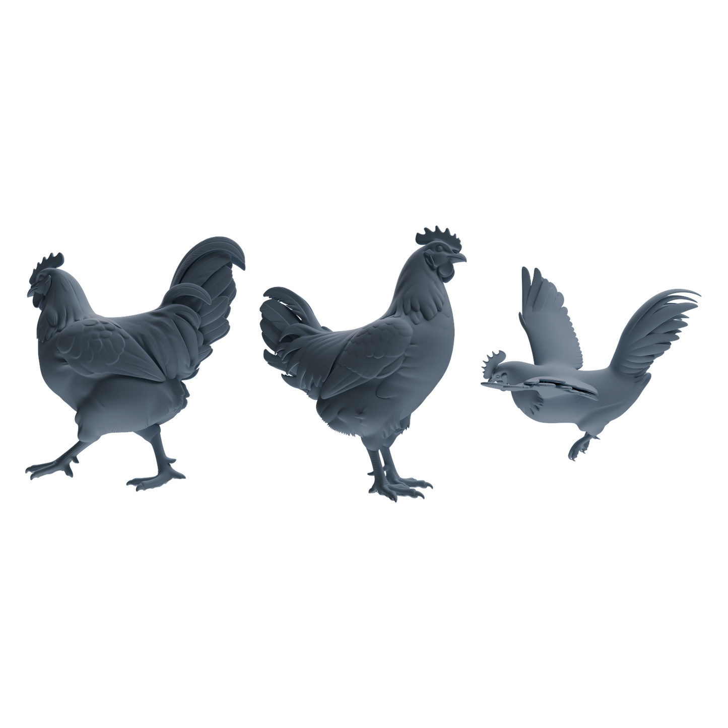 MRY-SFW LYTR841 Rooster Pose Model 3 pcs Miniature Car Diorama Figures Scene Props Accessories Resin