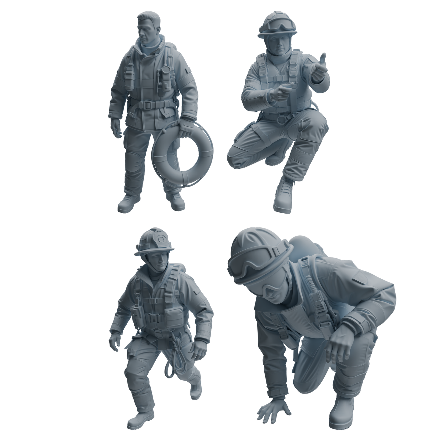 MRY-SFW LYTR1066 Water Rescue Firefighter Character Modern Model 4 pcs