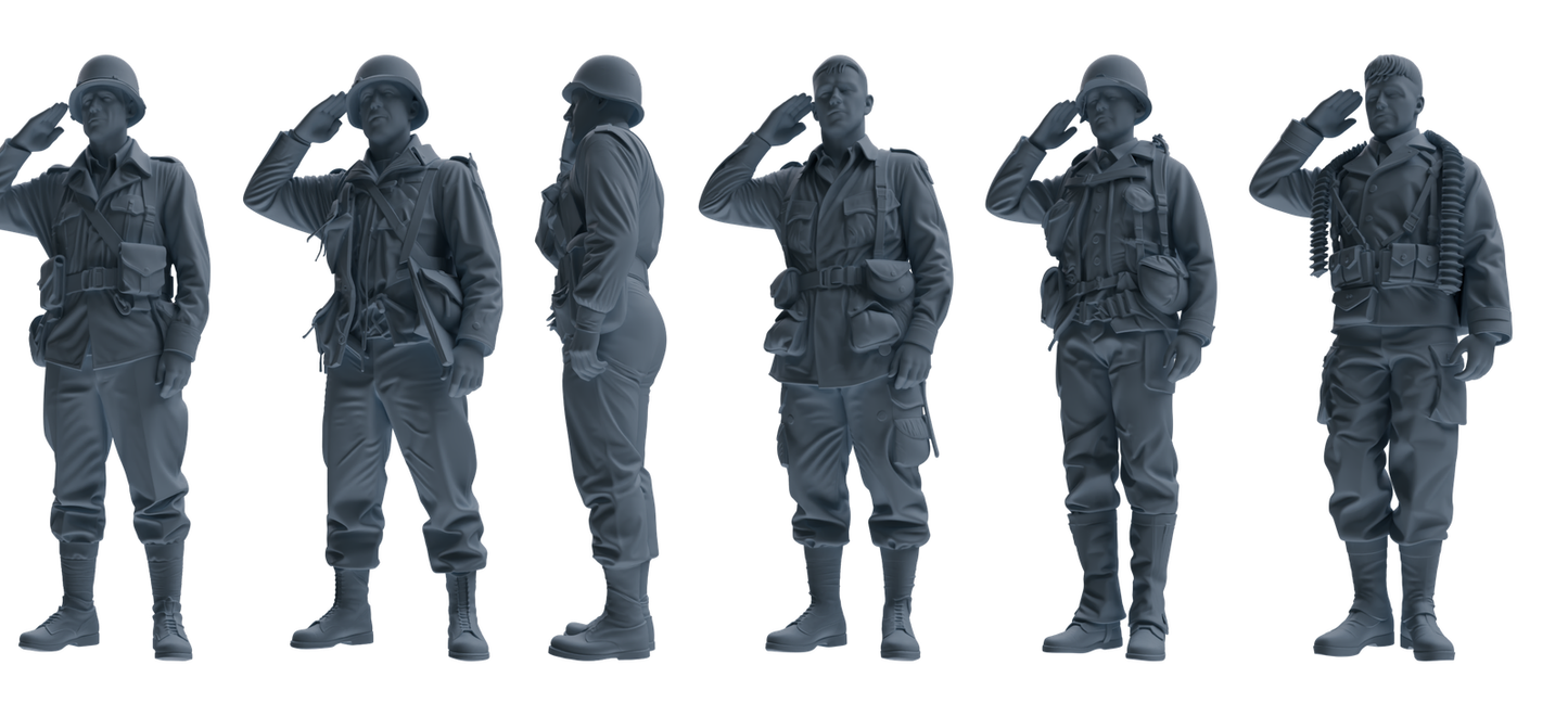 MRY-SFW SSTR069 Miniatures Soldier Model Kit Saving Ryan in Normandy WWII U.S. Army Six-Person Saluting Group