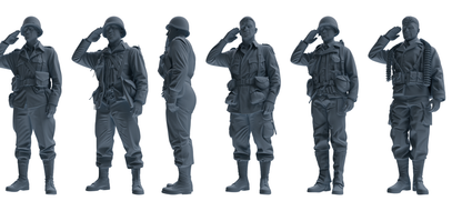 MRY-SFW SSTR069 Miniatures Soldier Model Kit Saving Ryan in Normandy WWII U.S. Army Six-Person Saluting Group
