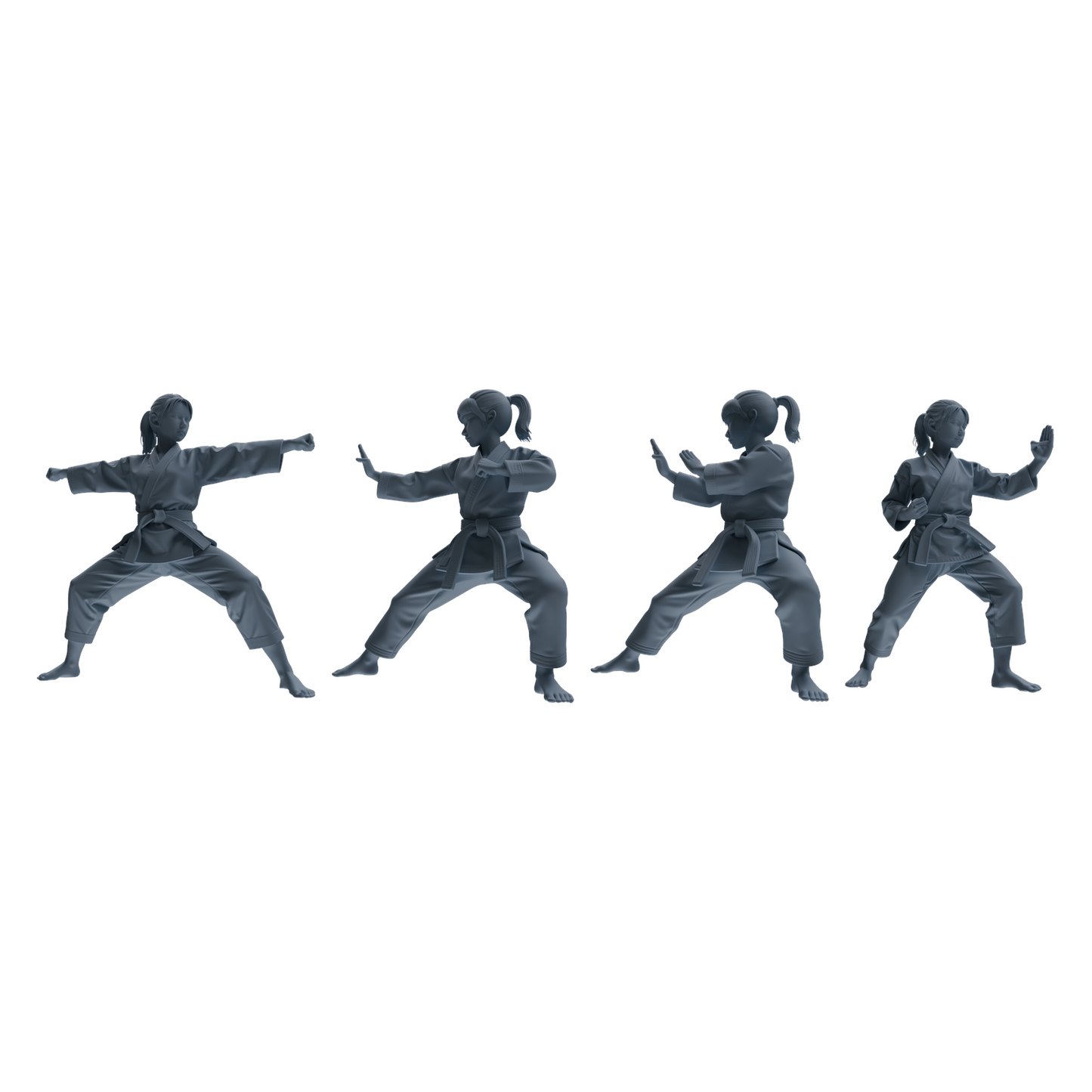 MRY-SFW LYTR814 Karate Child Athlete Figure Modern Model 4 pcs Miniature Car Diorama Figures Scene Props Accessories Resin