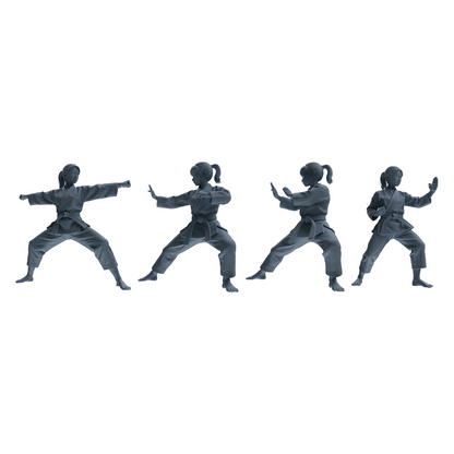 MRY-SFW LYTR814 Karate Child Athlete Figure Modern Model 4 pcs Miniature Car Diorama Figures Scene Props Accessories Resin