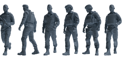 MRY-SFW SSTR036 Miniatures Soldier Model Kit 1993 Mogadishu Black Hawk Helicopter Soldier Patrol Six-Person Group