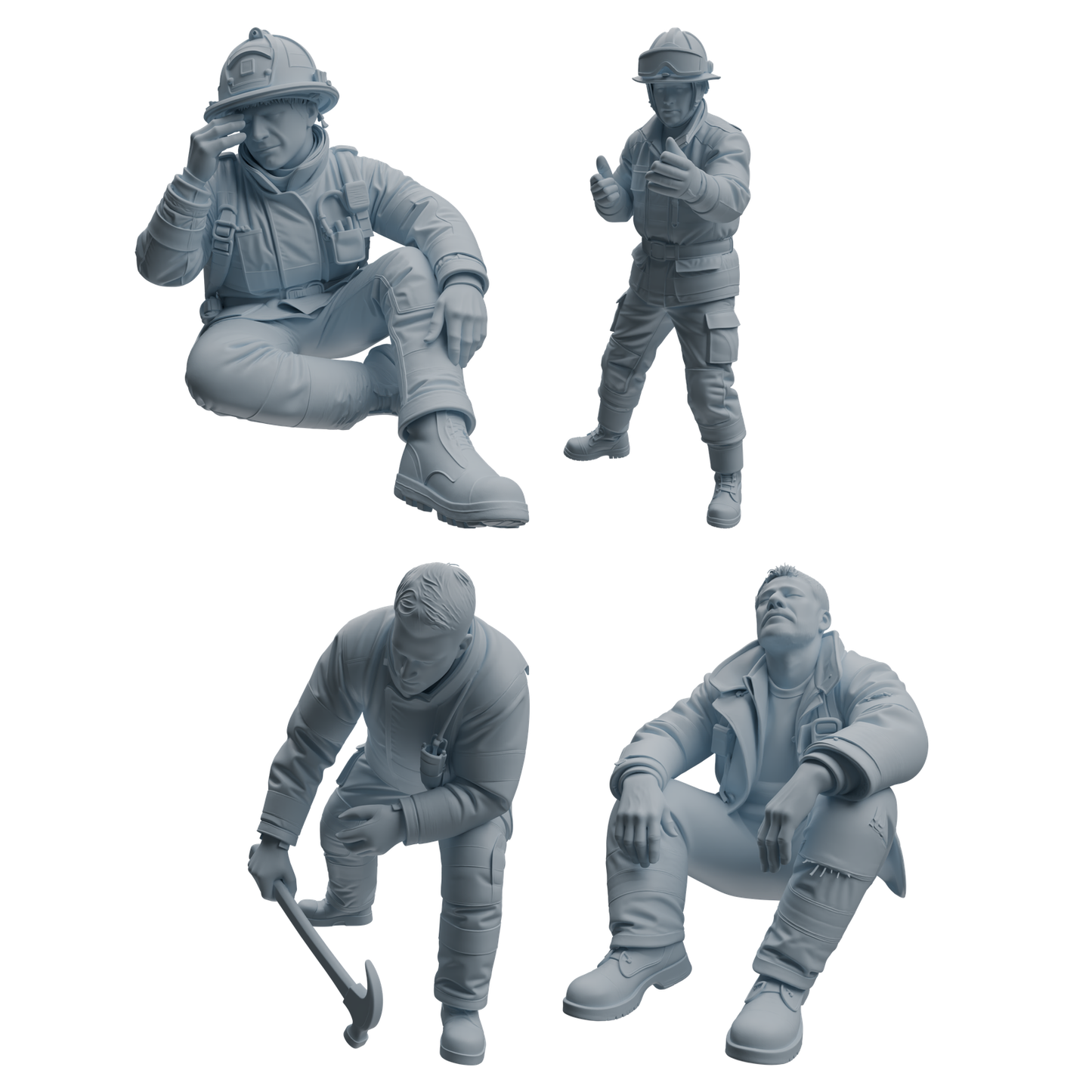 MRY-SFW LYTR1063 Firefighter Action Pose Character Modern Model 4 pcs
