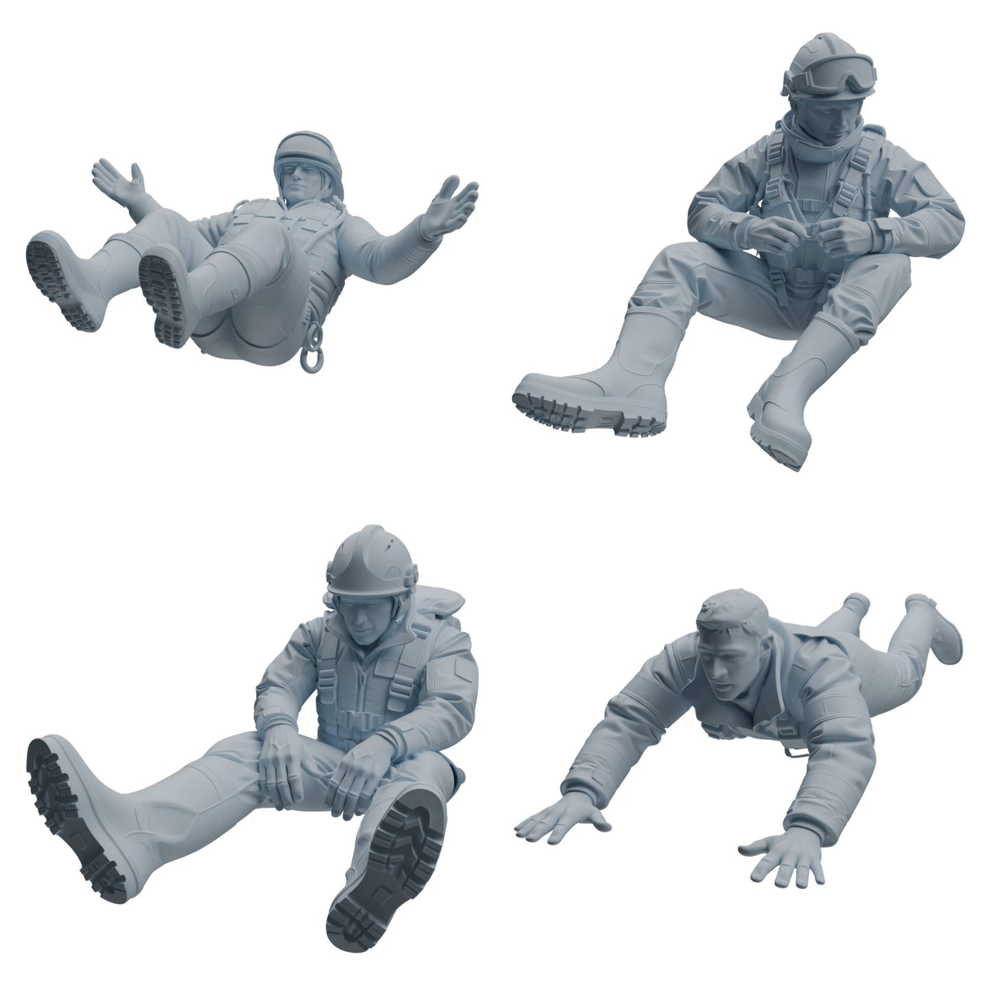 MRY-SFW LYTR1068 Water Rescue Sitting Pose Firefighter Character Modern Model 4 pcs