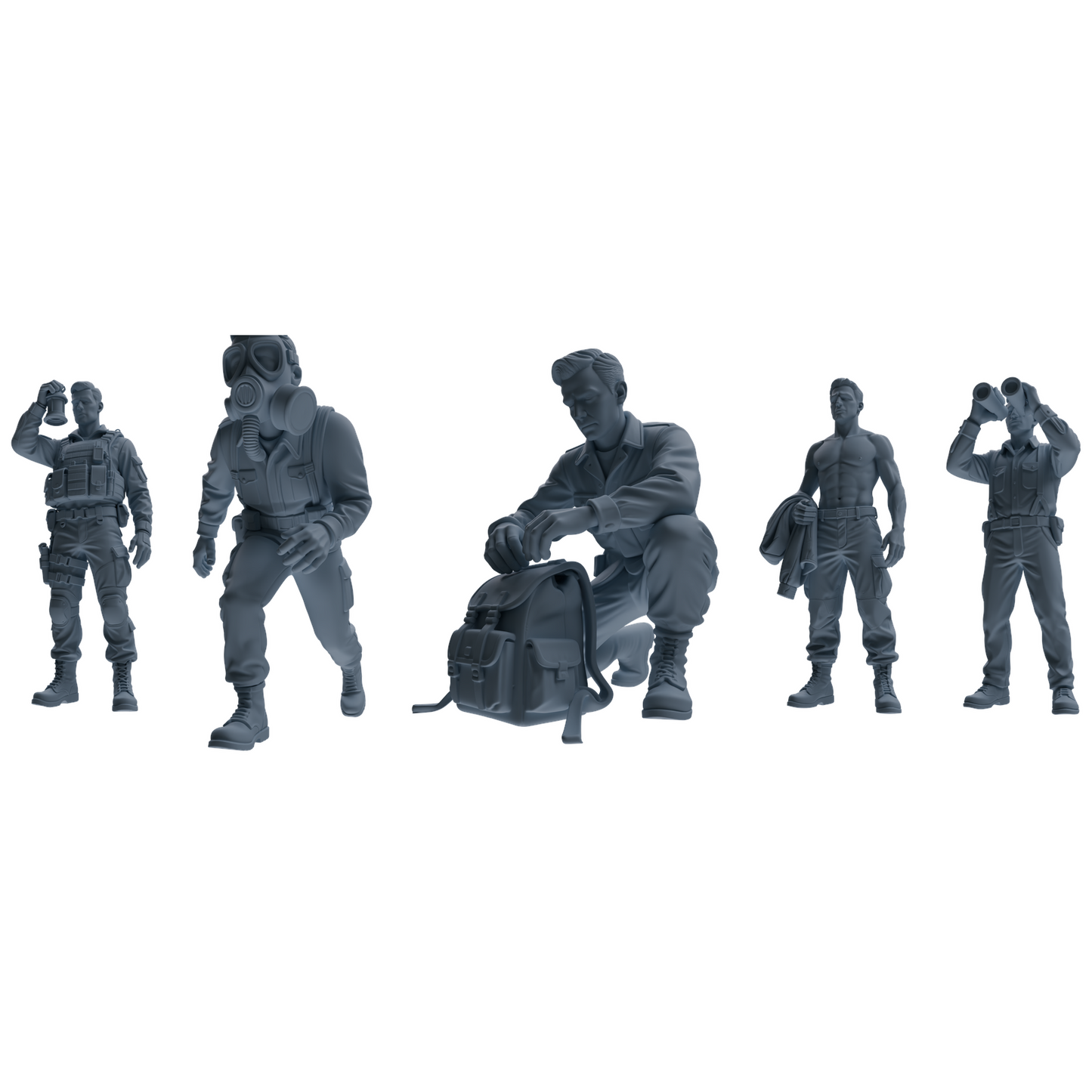 MRY-SFW SSTR188 Miniatures Soldier Model Kit Multi-Functional Recon Soldier Pose Modern Model 5 pcs