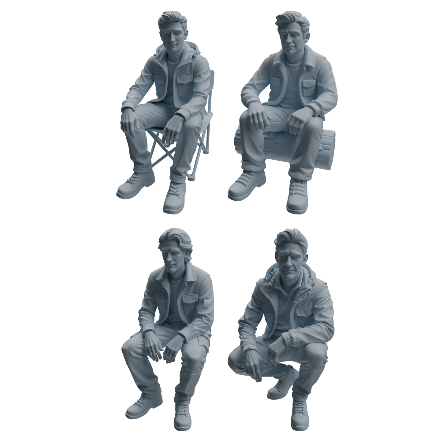MRY-SFW LYTR1012 Outdoor Casual Sitting Male Character Modern Model 4 pcs