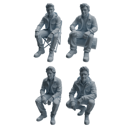 MRY-SFW LYTR1012 Outdoor Casual Sitting Male Character Modern Model 4 pcs