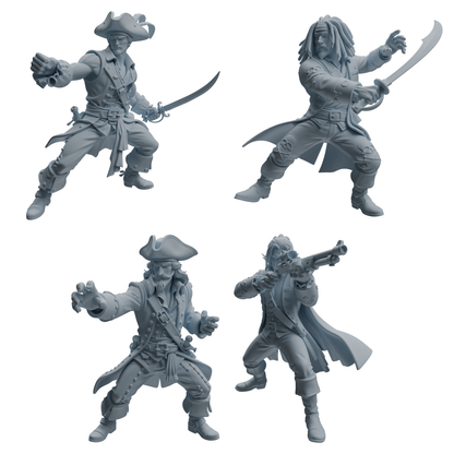 MRY-SFW LYTR1097 Combat Pose Pirate Character Modern Model 4 pcs