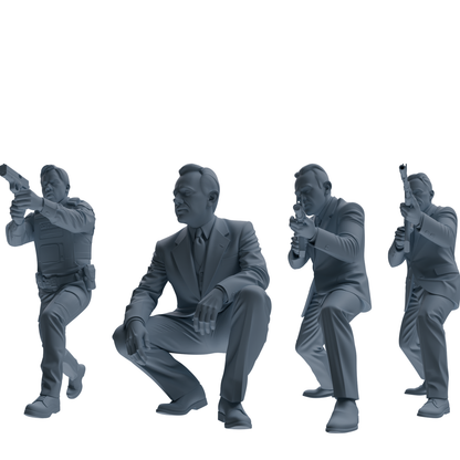 MRY-SFW SSTR122 Miniatures Soldier Model Kit Boston Attack Modern Boston Police Four-Person Gunfight Group 2