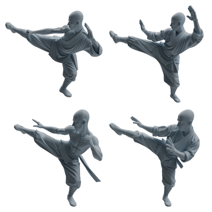 MRY-SFW LYTR1074 Kung Fu Kicking Monk Character Modern Model 4 pcs