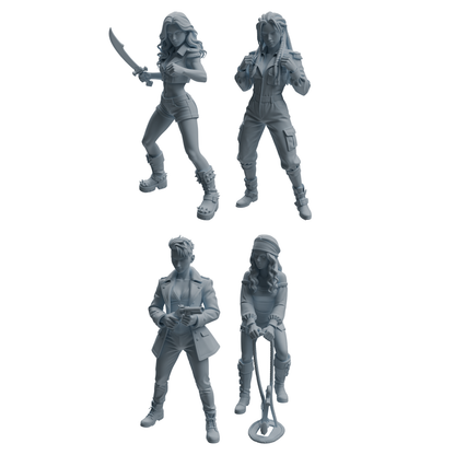 MRY-SFW LYTR1094 Modern Female Pirate Character Modern Model 4 pcs