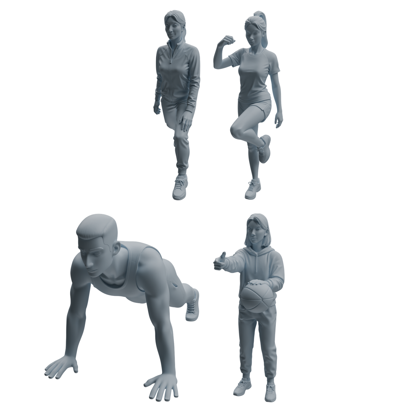MRY-SFW LYTR968 Sports-Scene PE Teacher Character Modern Model 4 pcs