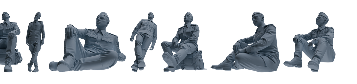 MRY-SFW LYGR734 WWII Soviet Army War Scene Seven-Person Rest Group
