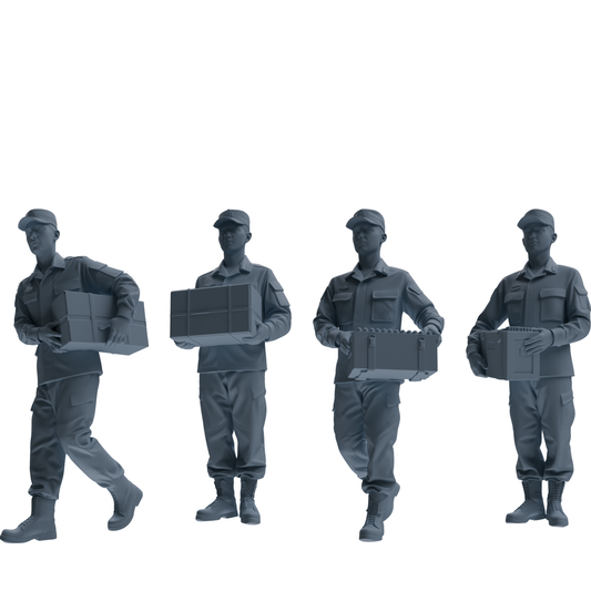 MRY-SFW SSTR243 Modern Army Logistics Soldier Carrying Four- – LCD 3D printed resin model kit, image 1