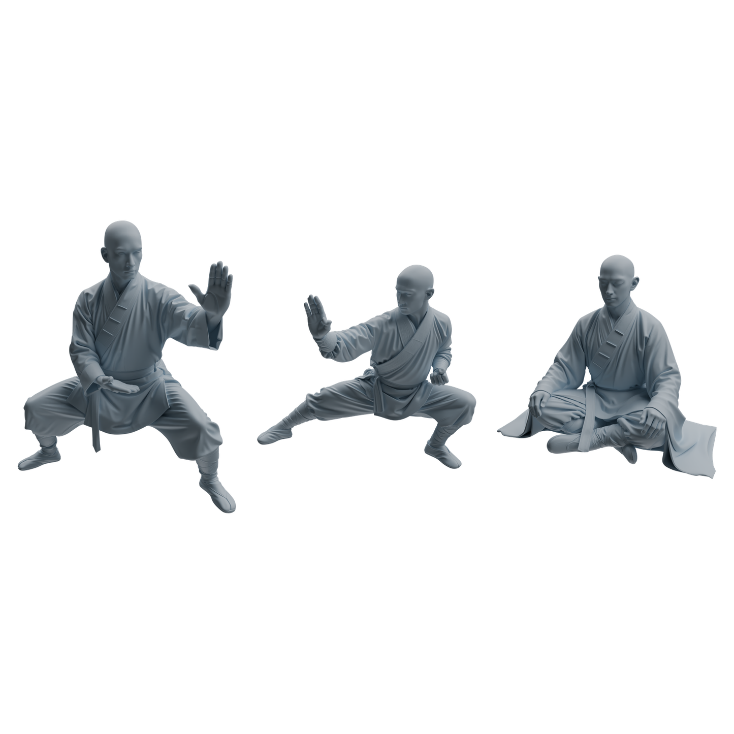 MRY-SFW LYTR1078 Martial Arts and Meditating Monk Character Modern Model 3 pcs