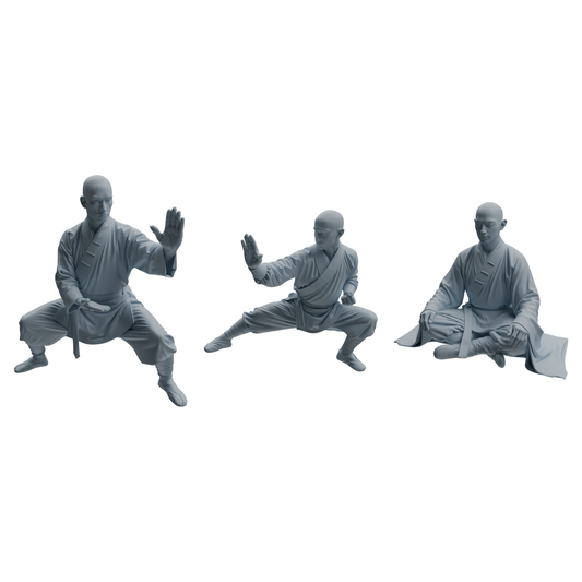 MRY-SFW LYTR1078 Martial Arts and Meditating Monk Character Modern Model 3 pcs