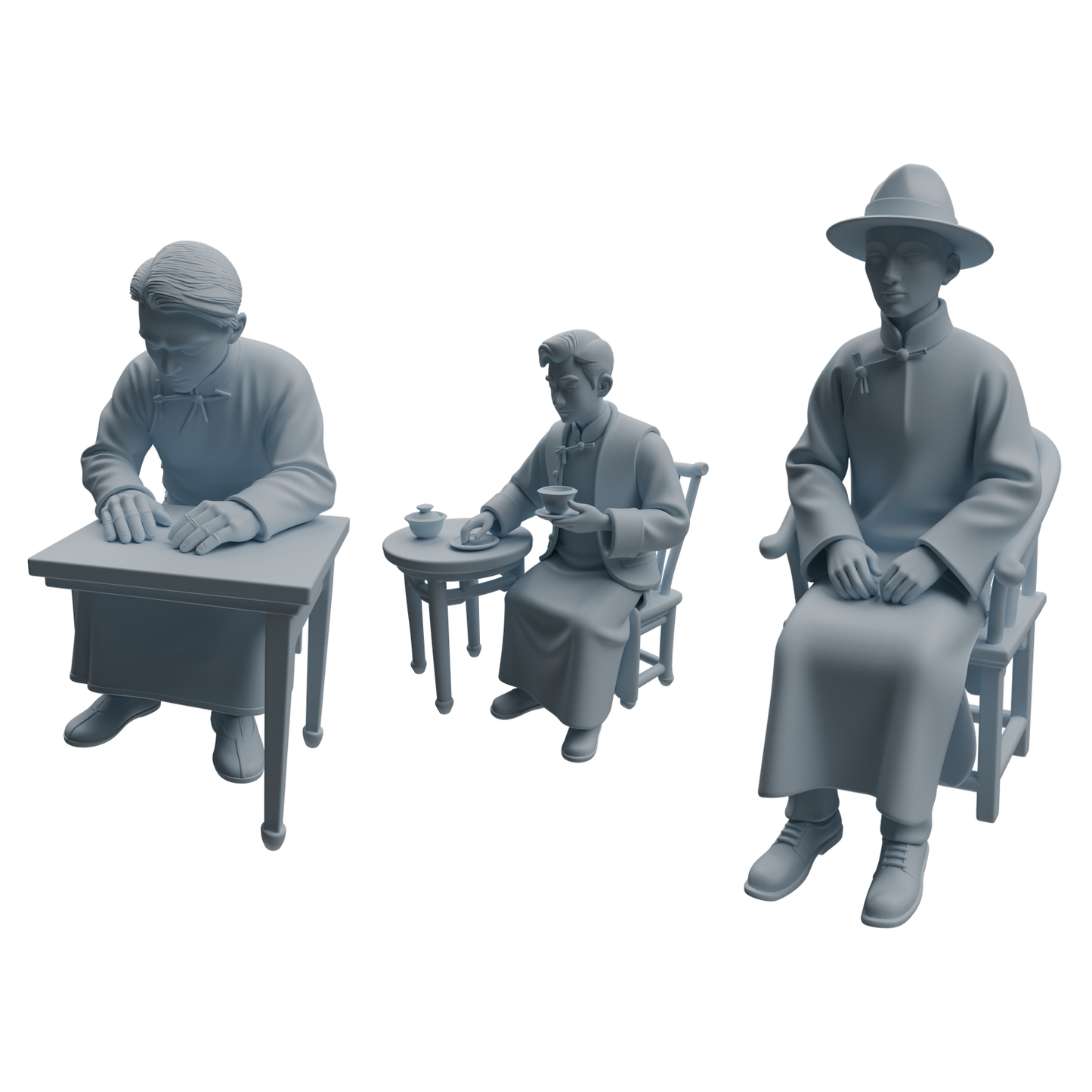 MRY-SFW LYTR980 Republic of China Scholar Tea Character Modern Model 3 pcs