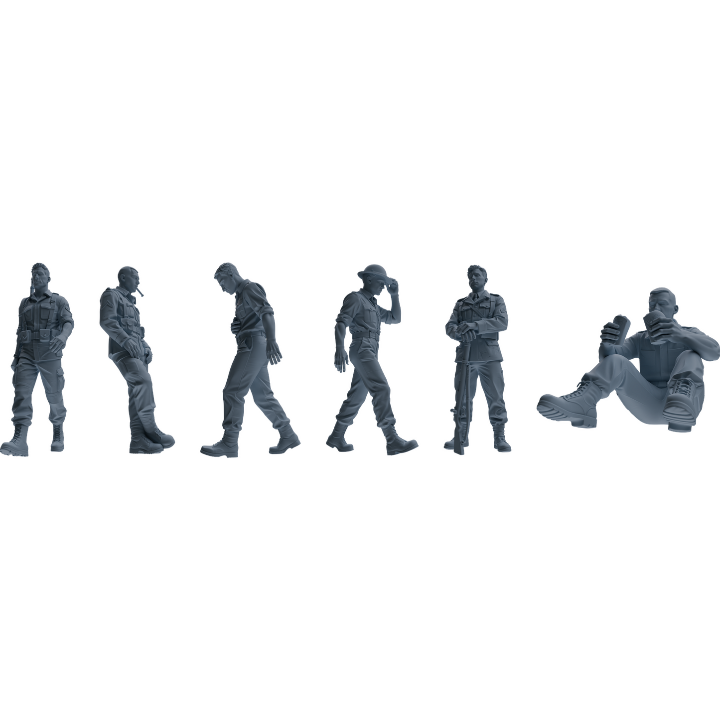 MRY-SFW SSTR178 Miniatures Soldier Model Kit Resting Soldier Pose Modern Model 6 pcs