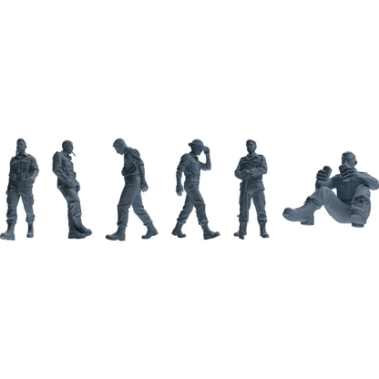 MRY-SFW SSTR178 Miniatures Soldier Model Kit Resting Soldier Pose Modern Model 6 pcs