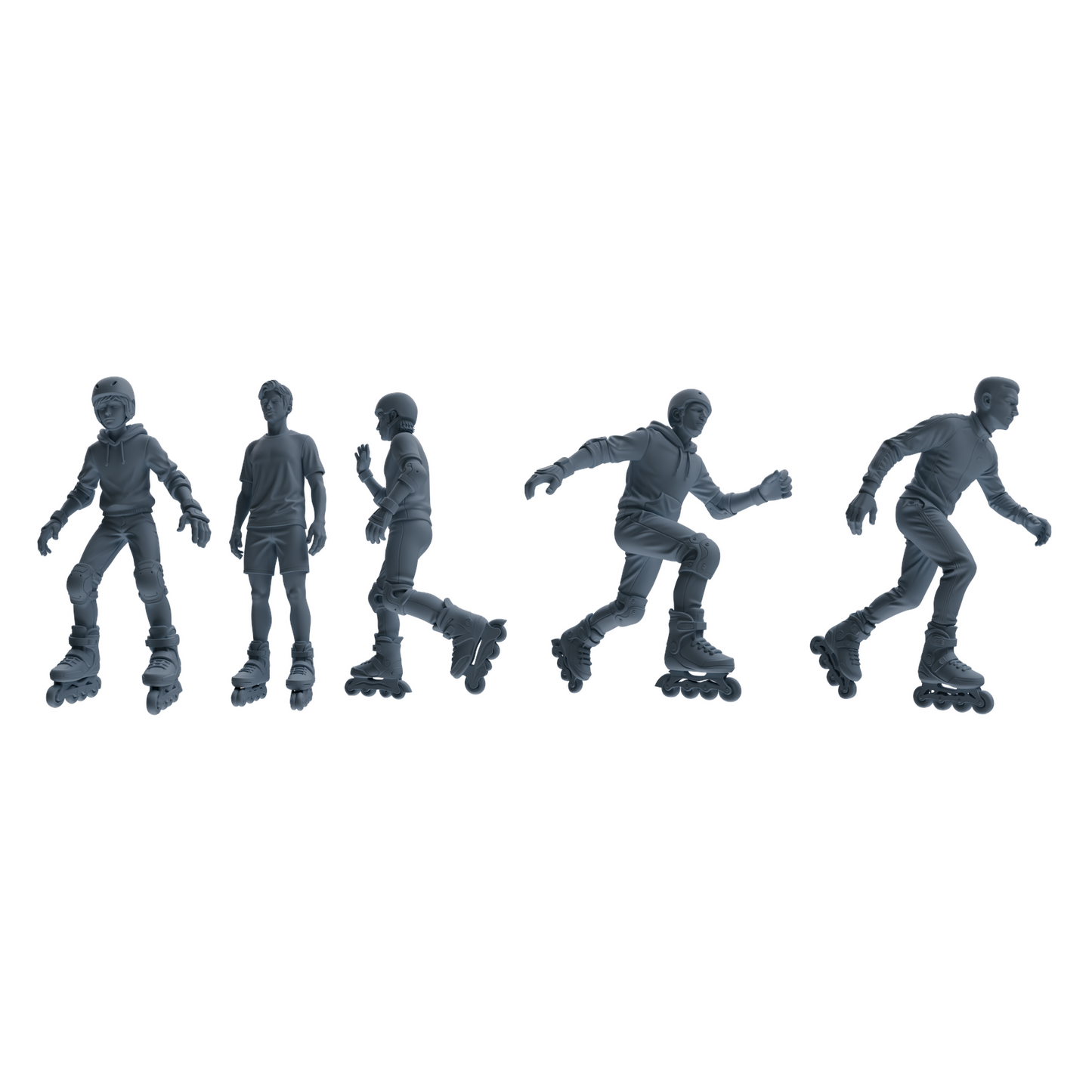 MRY-SFW LYTR799 Roller Skating Figure Modern Model 5 pcs Miniature Car Diorama Figures Scene Props Accessories Resin