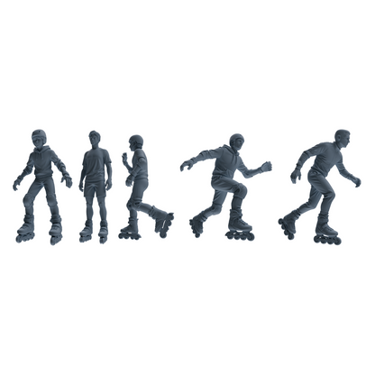 MRY-SFW LYTR799 Roller Skating Figure Modern Model 5 pcs Miniature Car Diorama Figures Scene Props Accessories Resin