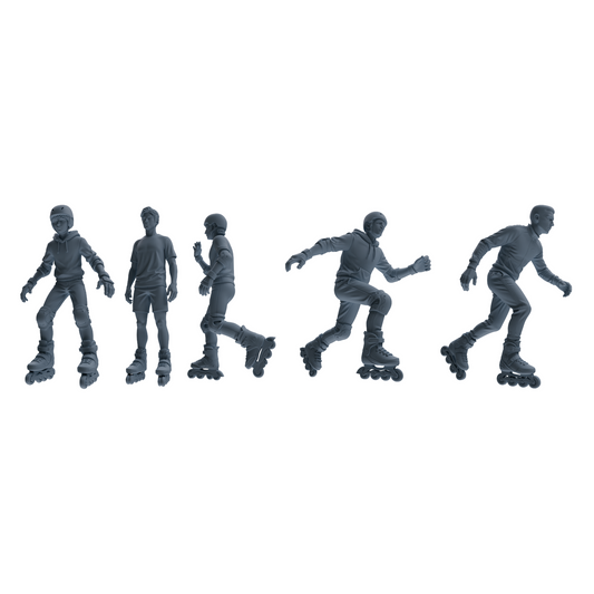 MRY-SFW LYTR799 Roller Skating Figure Modern Model 5 pcs Miniature Car Diorama Figures Scene Props Accessories Resin
