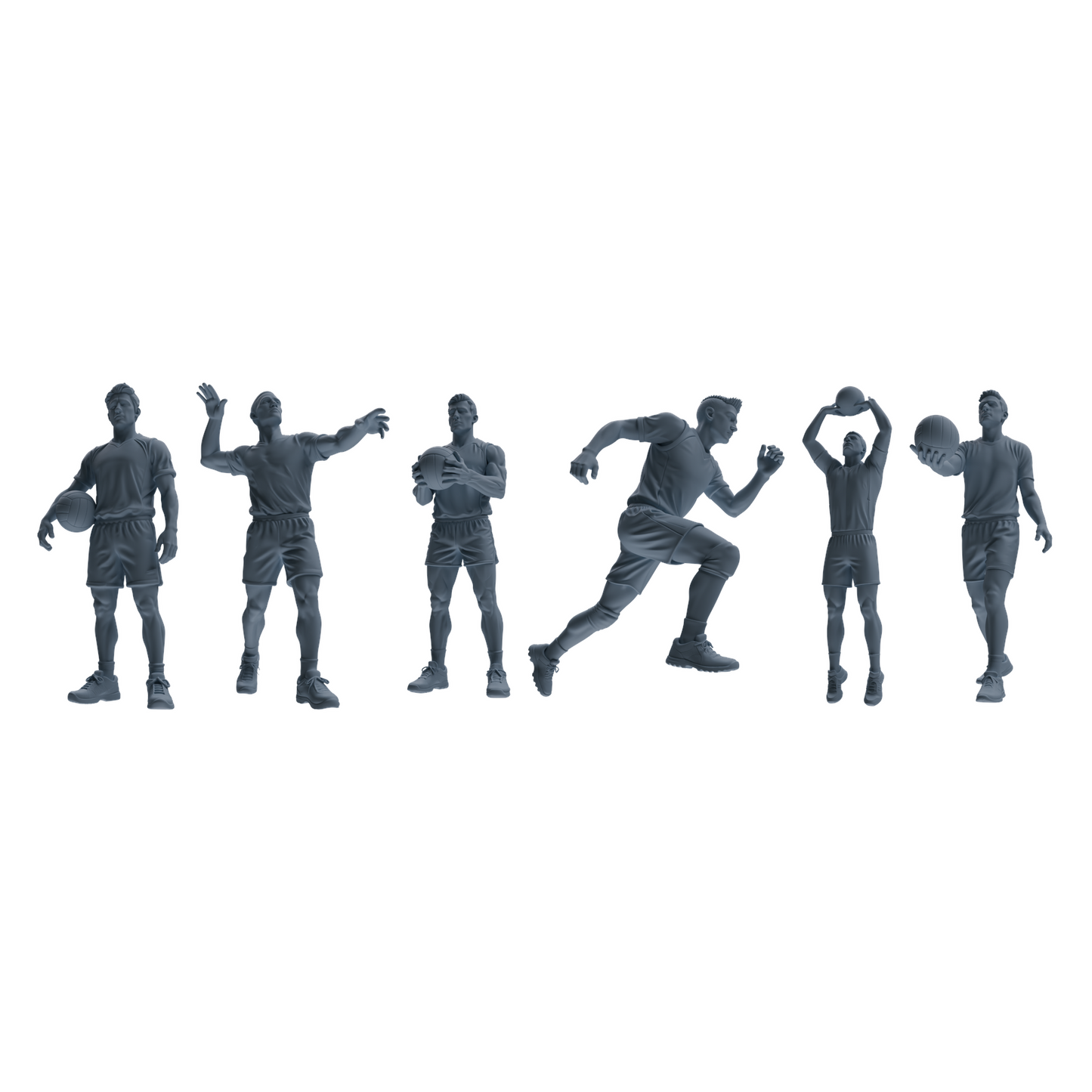 MRY-SFW LYTR824 Male Volleyball Player Figure Modern Model 6 pcs Miniature Car Diorama Figures Scene Props Accessories Resin