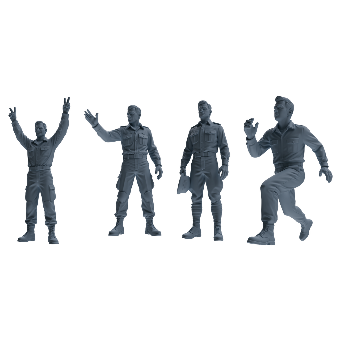 MRY-SFW SSTR187 Miniatures Soldier Model Kit Signal Command Soldier Pose Modern Model 4 pcs