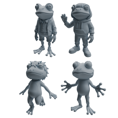 MRY-SFW LYTR1052 Cartoon Frog Animal Modern Model 4 pcs