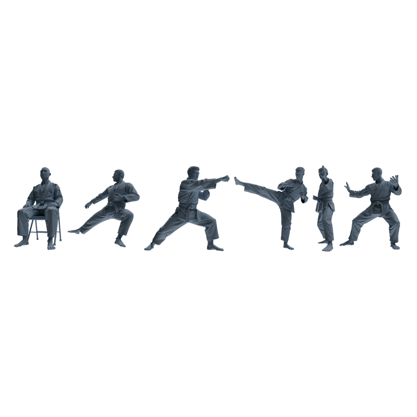 MRY-SFW LYTR816 Karate Female Athlete Figure Modern Model 6 pcs Miniature Car Diorama Figures Scene Props Accessories Resin
