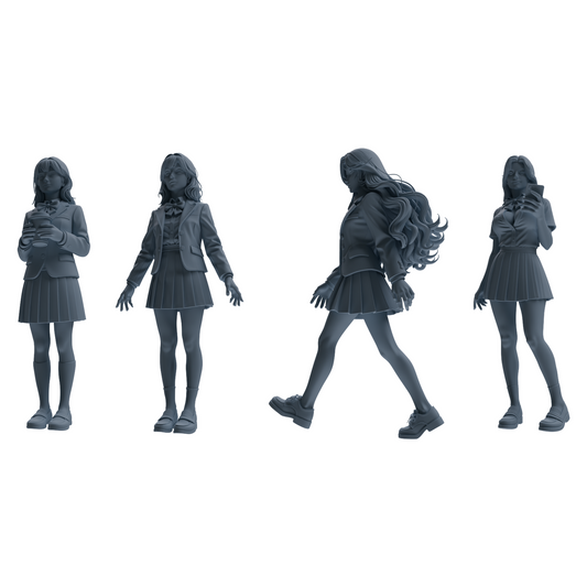 MRY-SFW LYTR850 Blazer JK Uniform School Girl Figure Modern Model 4 pcs Miniature Car Diorama Figures Scene Props Accessories Resin