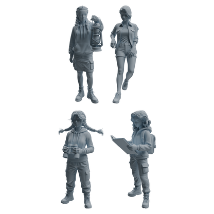 MRY-SFW LYTR1027 Outdoor Adventure Activity Female Character Modern Model 4 pcs
