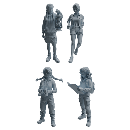 MRY-SFW LYTR1027 Outdoor Adventure Activity Female Character Modern Model 4 pcs