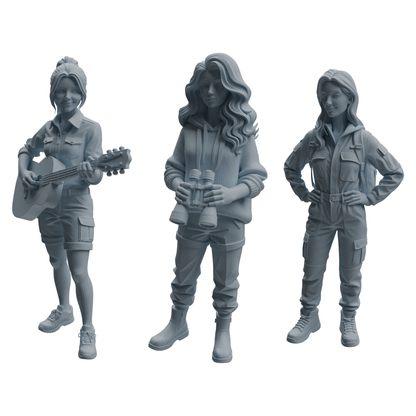 MRY-SFW LYTR1024 Outdoor Adventure Female Character Modern Model 3 pcs