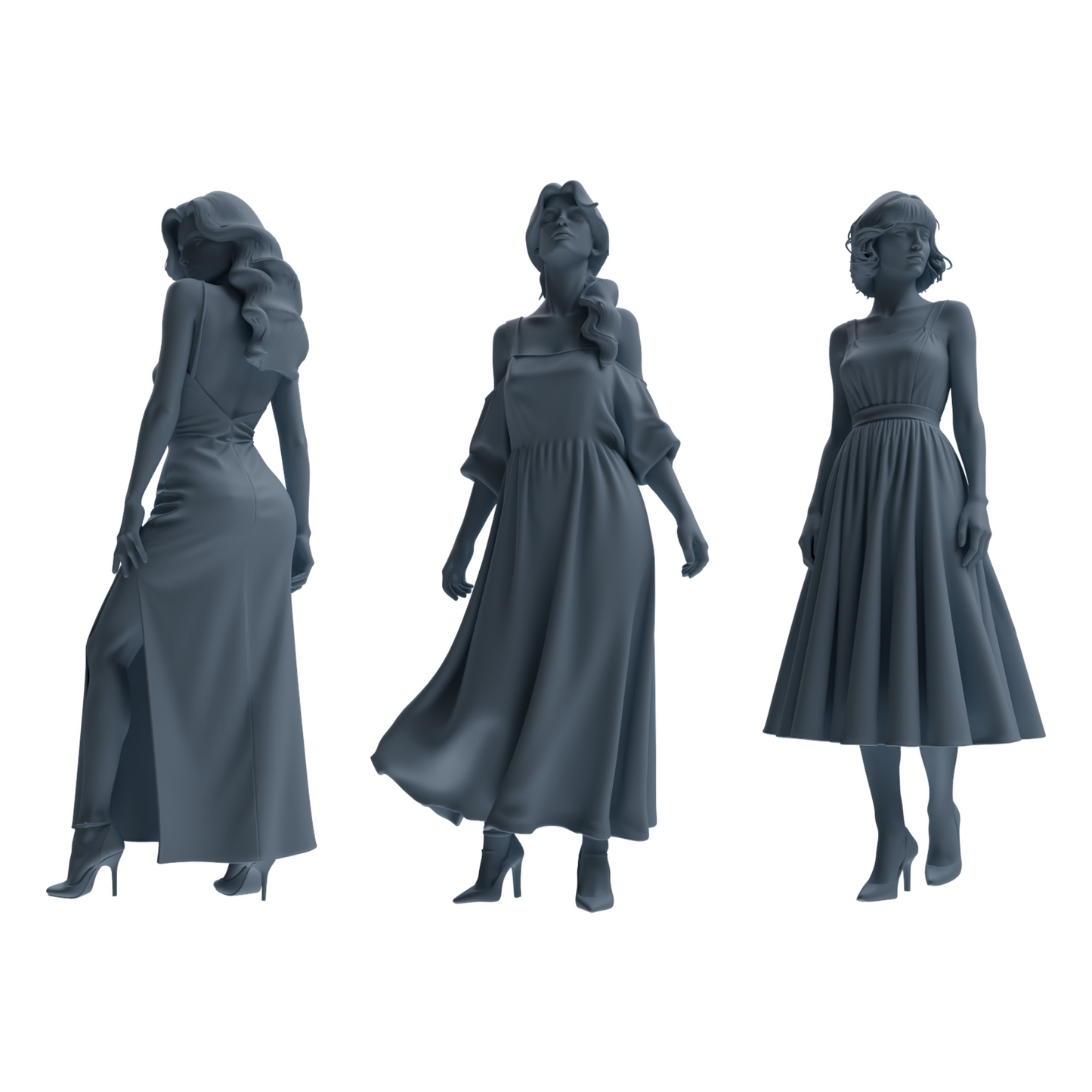 MRY-SFW LYTR857 Dress Woman Figure Modern Model 3 pcs Miniature Car Diorama Figures Scene Props Accessories Resin