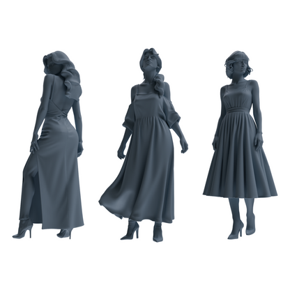 MRY-SFW LYTR857 Dress Woman Figure Modern Model 3 pcs Miniature Car Diorama Figures Scene Props Accessories Resin