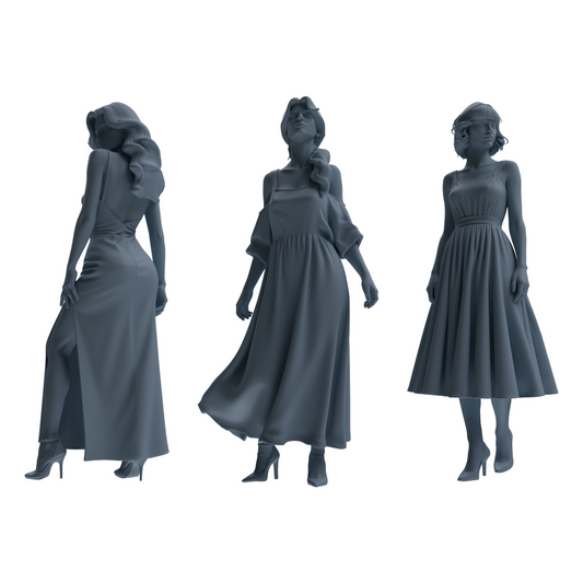 MRY-SFW LYTR857 Dress Woman Figure Modern Model 3 pcs Miniature Car Diorama Figures Scene Props Accessories Resin