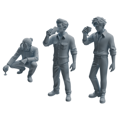 MRY-SFW LYTR937 Bar Guest Man Character Modern Model 3 pcs