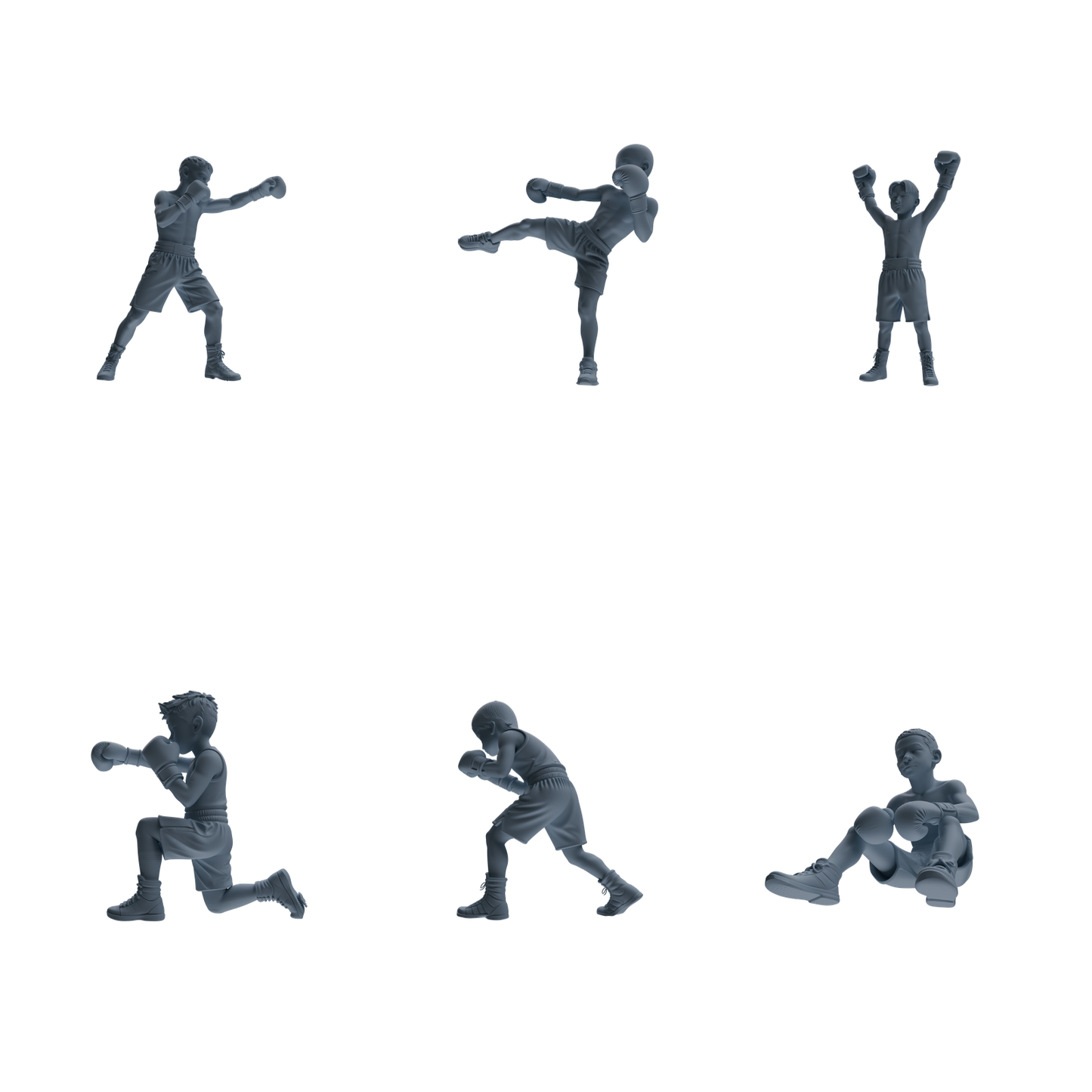 MRY-SFW LYTR831 Child Boxer Figure Modern Model 6 pcs Miniature Car Diorama Figures Scene Props Accessories Resin