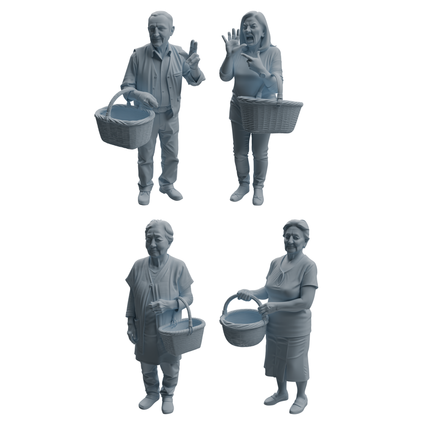 MRY-SFW LYTR995 Market Elderly Shopper Character Modern Model 4 pcs