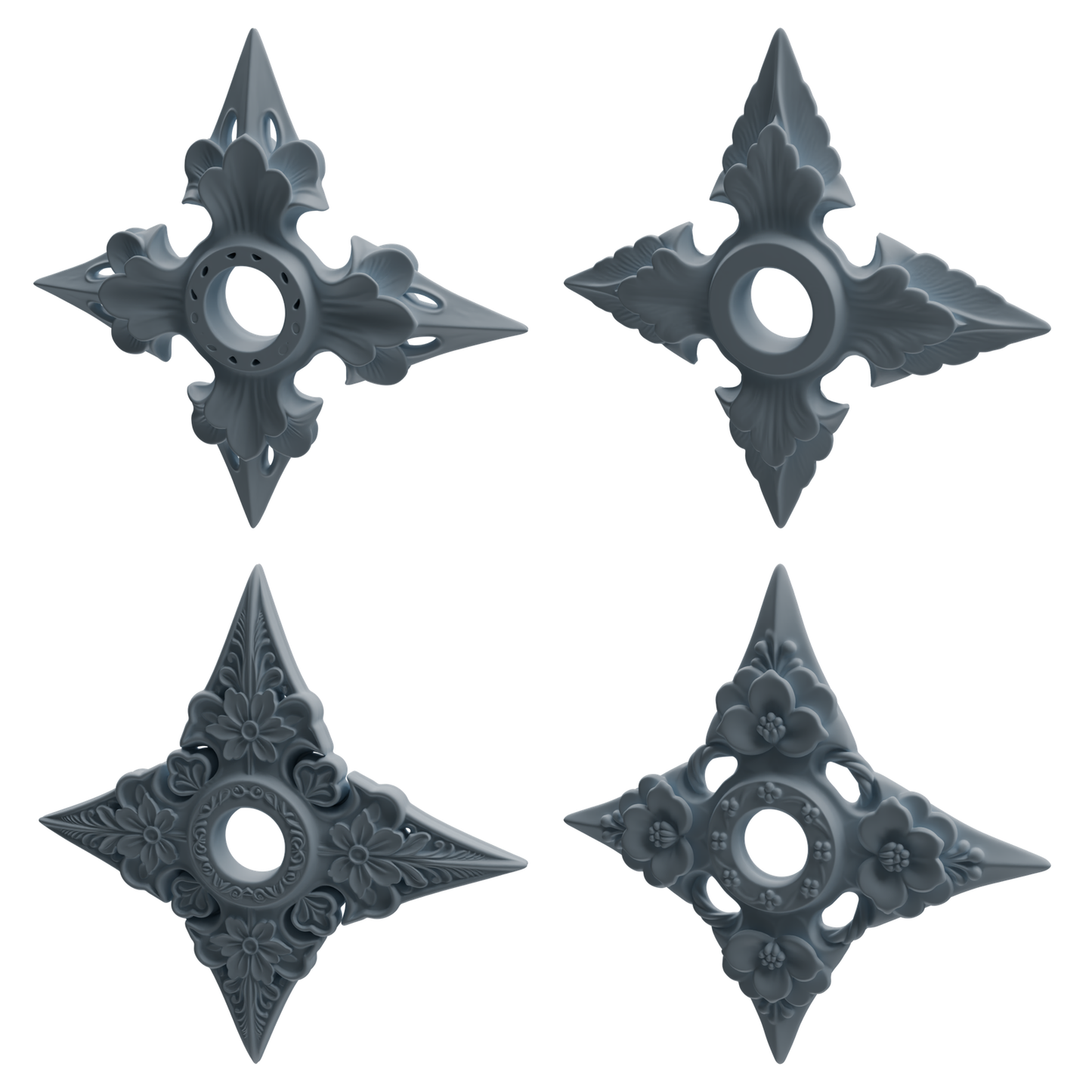 MRY-SFW LYGS448 Floral Pattern Shuriken Modern Model 4 pcs